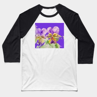 Viola Watercolor Painting Purple Flower Baseball T-Shirt